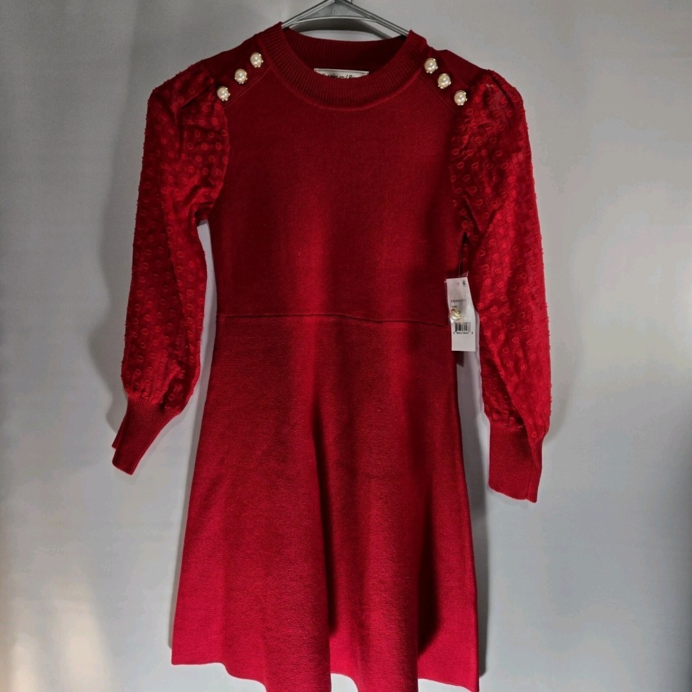 Girls Poppies& Roses Party Formal‎  Red Sweater Dress Sz Med  NWT